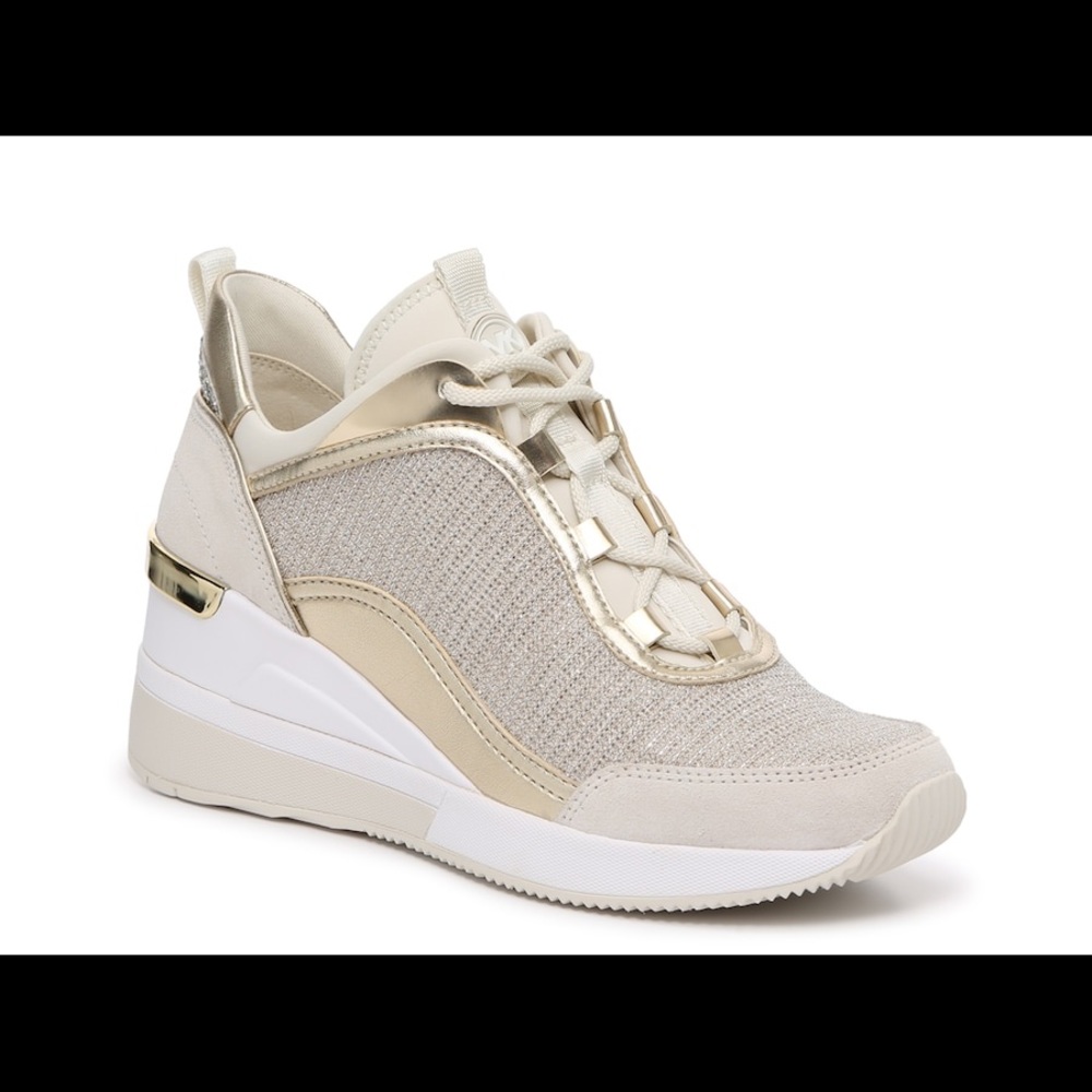 MK Lolly Glitter Fabric Lace-Up Wedge Trainers 👟